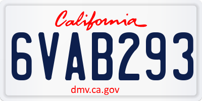 CA license plate 6VAB293