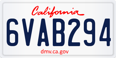 CA license plate 6VAB294