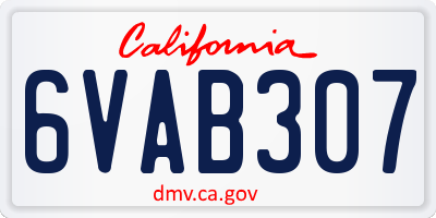 CA license plate 6VAB307