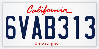 CA license plate 6VAB313