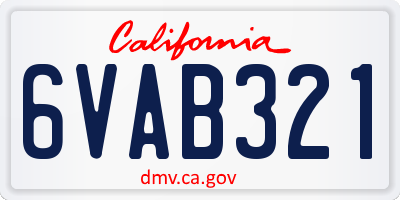 CA license plate 6VAB321