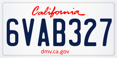 CA license plate 6VAB327