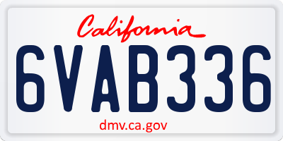 CA license plate 6VAB336