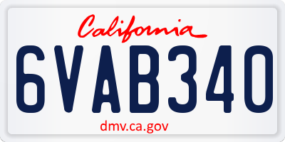 CA license plate 6VAB340