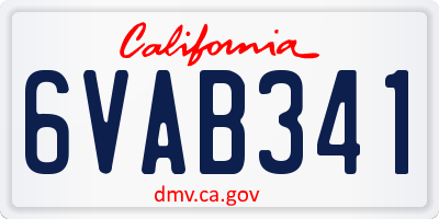 CA license plate 6VAB341
