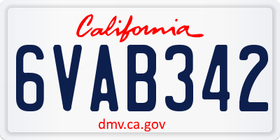 CA license plate 6VAB342