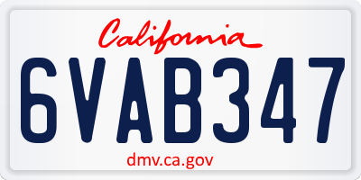 CA license plate 6VAB347