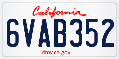 CA license plate 6VAB352