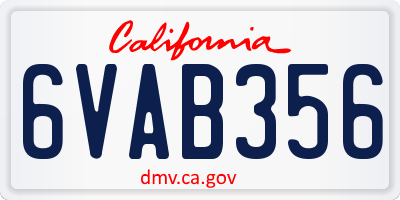 CA license plate 6VAB356