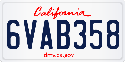 CA license plate 6VAB358