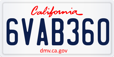 CA license plate 6VAB360