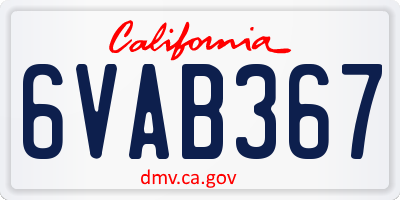 CA license plate 6VAB367