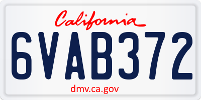 CA license plate 6VAB372