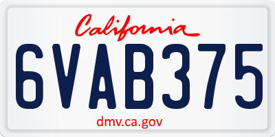 CA license plate 6VAB375