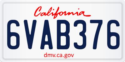CA license plate 6VAB376