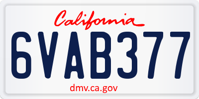 CA license plate 6VAB377