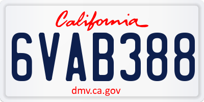 CA license plate 6VAB388