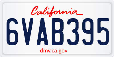 CA license plate 6VAB395