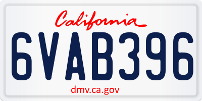CA license plate 6VAB396