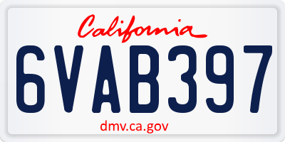 CA license plate 6VAB397