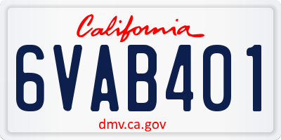 CA license plate 6VAB401