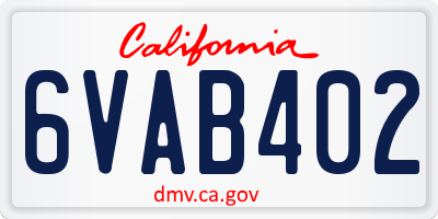 CA license plate 6VAB402