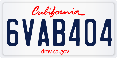 CA license plate 6VAB404