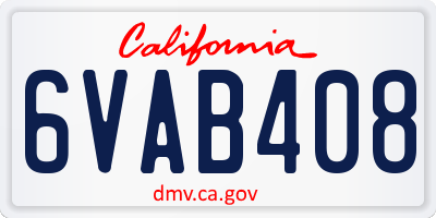 CA license plate 6VAB408