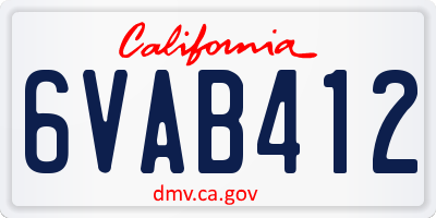 CA license plate 6VAB412