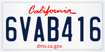 CA license plate 6VAB416