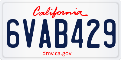 CA license plate 6VAB429