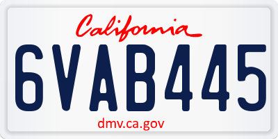 CA license plate 6VAB445