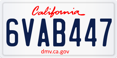 CA license plate 6VAB447