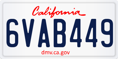 CA license plate 6VAB449