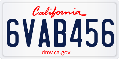 CA license plate 6VAB456