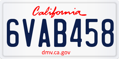 CA license plate 6VAB458