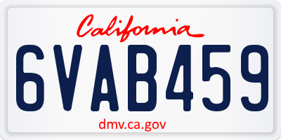CA license plate 6VAB459