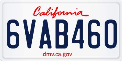 CA license plate 6VAB460