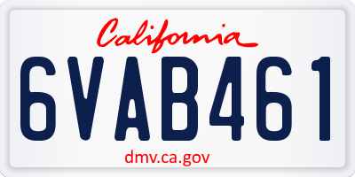 CA license plate 6VAB461