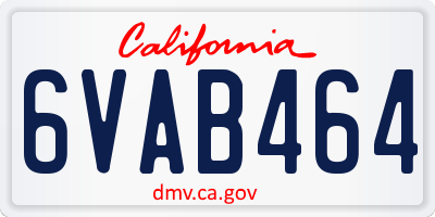 CA license plate 6VAB464