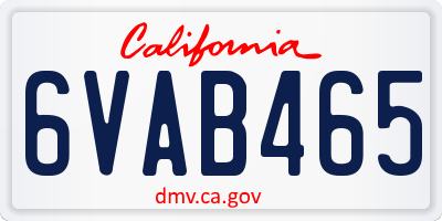 CA license plate 6VAB465