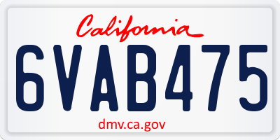 CA license plate 6VAB475