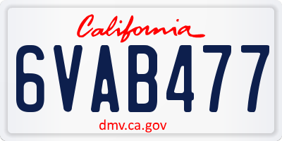 CA license plate 6VAB477