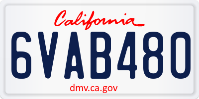 CA license plate 6VAB480