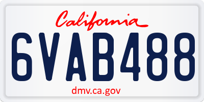 CA license plate 6VAB488