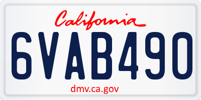 CA license plate 6VAB490