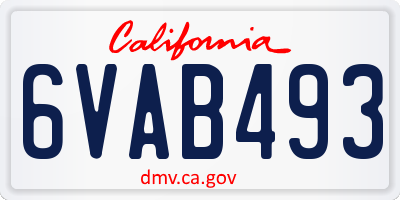 CA license plate 6VAB493