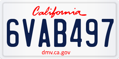 CA license plate 6VAB497