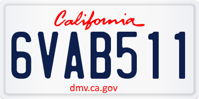 CA license plate 6VAB511