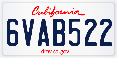 CA license plate 6VAB522